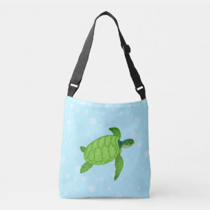 Bolso Cruzado Tortuga marina sobre fondo azul claro