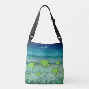 Bolso Cruzado Tortugas marinas en el océano y caligrafía