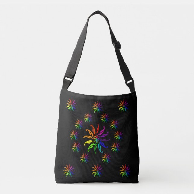 Bolso Cruzado Tote Bag (ao) - Color Wheels on Black (Anverso)