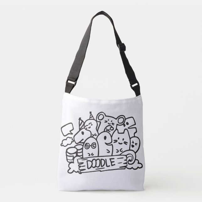 Bolso Cruzado Tote bag Doodle Design (Anverso)