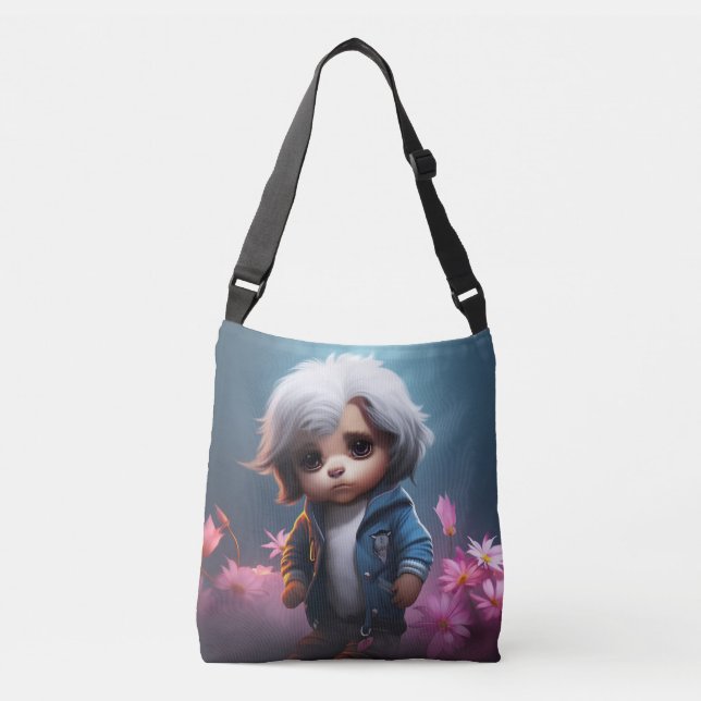 Bolso Cruzado Tote Bag small with white hair (Anverso)