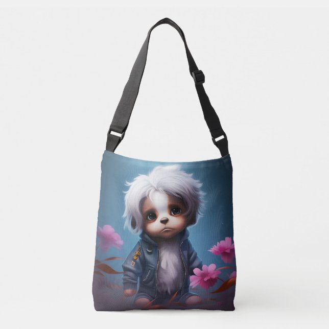Bolso Cruzado Tote Bag small with white hair (Anverso)