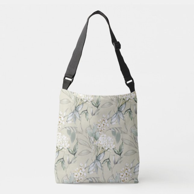 Bolso Cruzado Tote Bag Soft Green and Flowers (Anverso)