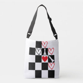 Bolso Cruzado Tote blanco y negro Día de San Valentín corazón de