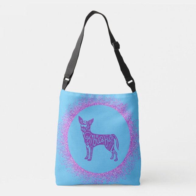 Bolso Cruzado tote "CHIHUAHUA" EN AZUL LIGERO Y ROSA. (Reverso)