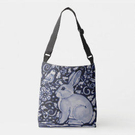 Bolso Cruzado Tote comercial Blue & White Rabbit Floral Designer