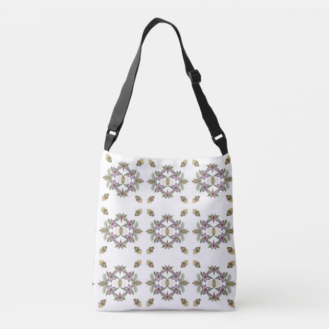 Bolso Cruzado Tote con flores y abejas (Reverso)