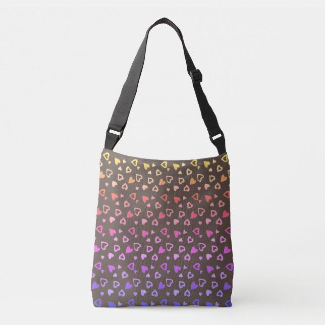 Bolso Cruzado Tote Corazones Arcoiris (Anverso)