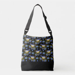 BOLSO CRUZADO TOTE CROSSBODY BIRD BLUEBERRY WHIMSICAL BLACK