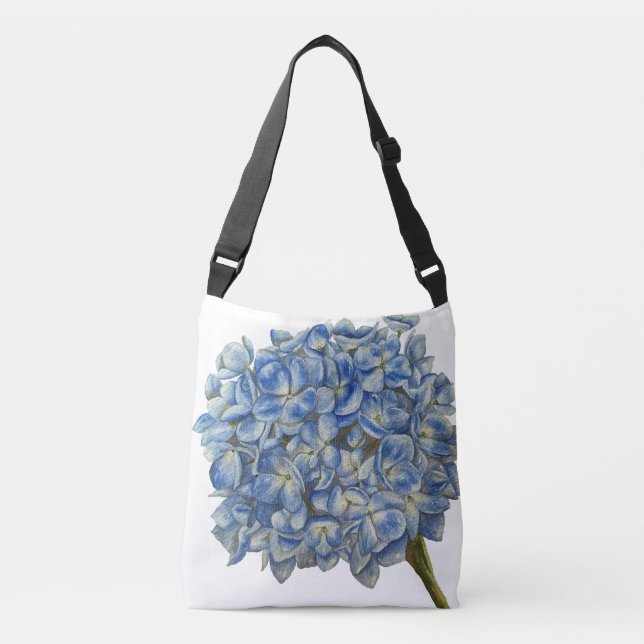 Bolso Cruzado Tote Crossbody de Hydrangea Azul  (Anverso)