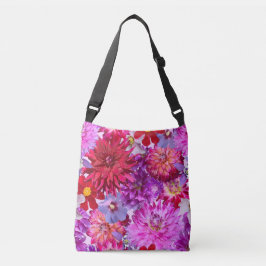 Bolso Cruzado Tote Dahlia con flores rosadas