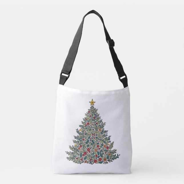 Bolso Cruzado Tote de árbol de Navidad (Anverso)