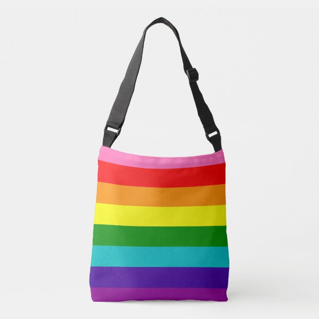Bolso Cruzado Tote de bandera gay LGBT arcoiris (Anverso)