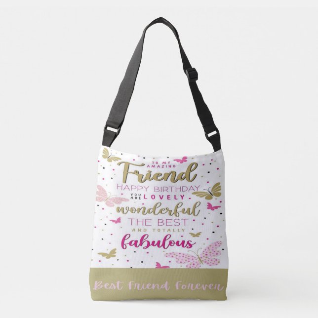 Bolso Cruzado Tote de citas inspiradoras para amigos (Anverso)