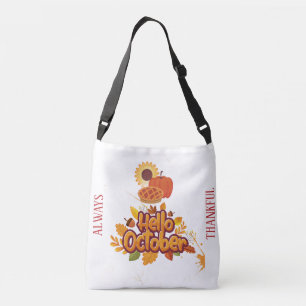 Bolso Cruzado Tote de cosecha de calabaza "Hello October" person