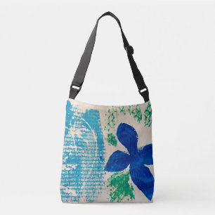 Bolso Cruzado Tote de cuerpo cruzado de flores azules