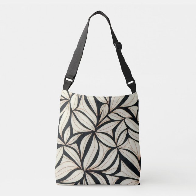 Bolso Cruzado Tote de cuerpo cruzado floral negro y crema (Anverso)