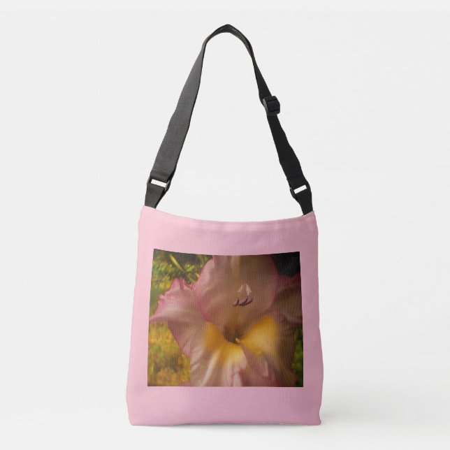 Bolso Cruzado Tote de flor rosa (Anverso)