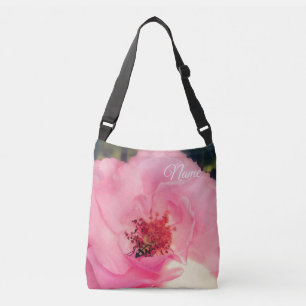 Bolso Cruzado Tote de foto de flor rosa rosa