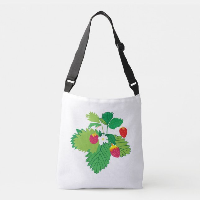 Bolso Cruzado Tote de fresas silvestres (Anverso)