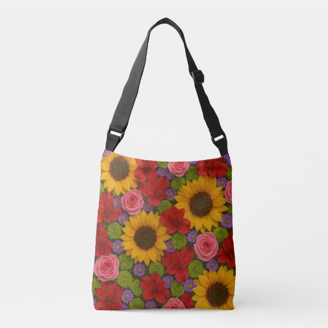 Bolso Cruzado Tote de girasol y Rosa (Anverso)
