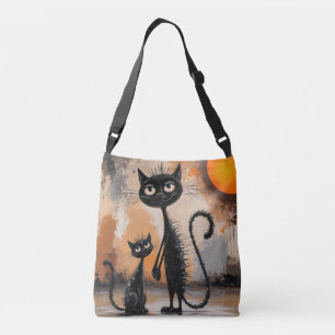 Bolso Cruzado Tote de Halloween con gato grande