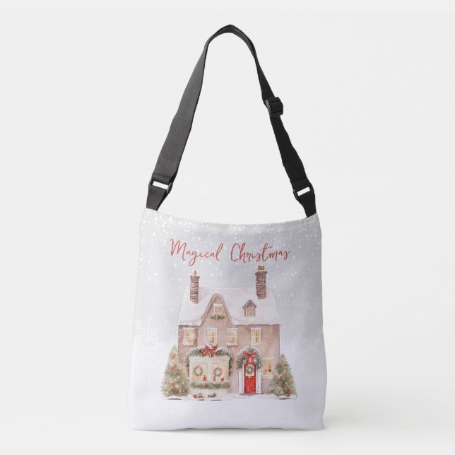 Bolso Cruzado Tote de Navidades de Santa Casa de la Nieve (Anverso)