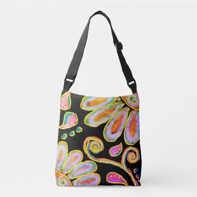 Bolso Cruzado Tote De Pintura Floral Abstracta Colorida (Anverso)
