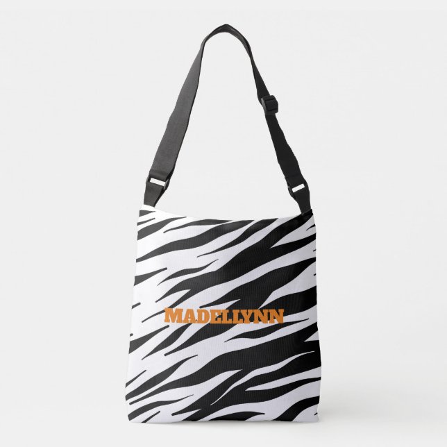 Bolso Cruzado Tote de texto Naranja personalizado del patrón de  (Anverso)