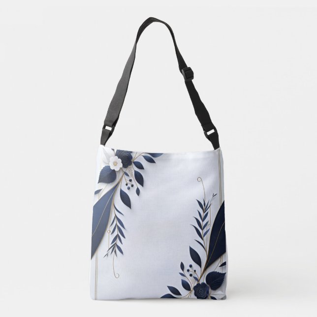 Bolso Cruzado Tote floral/floral azul y blanco (Reverso)