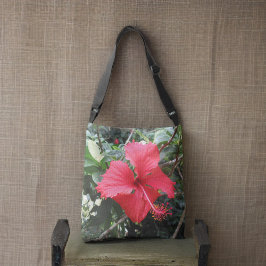 Bolso Cruzado Tote Hibiscus Rojo