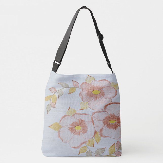 Bolso Cruzado Tote marrón floral (Reverso)