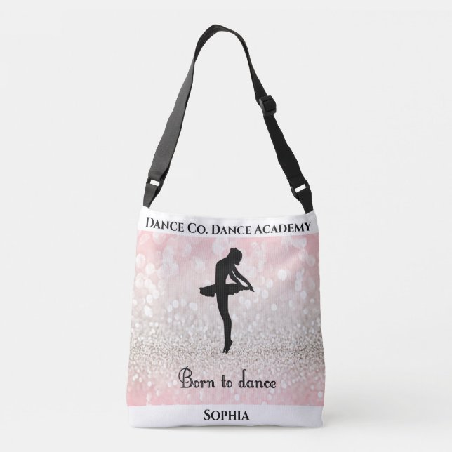 Bolso Cruzado tote "Nacido para bailar" con nombre de estudio y  (Reverso)