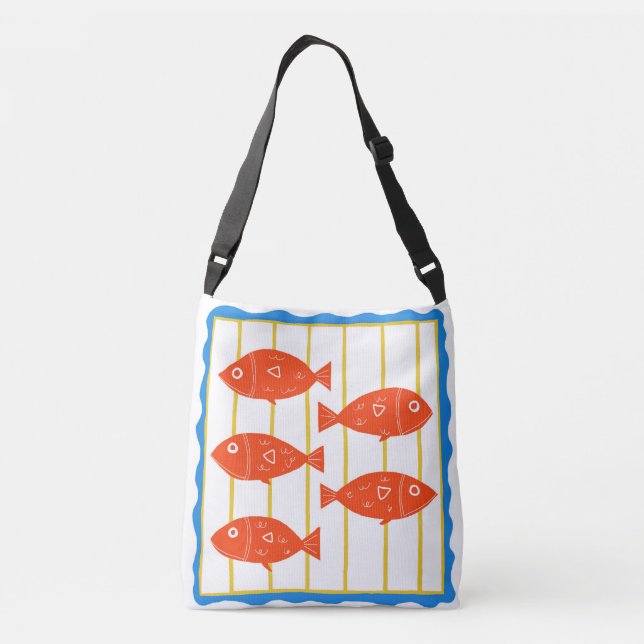 Bolso Cruzado Tote Náutico de Peces Rojos (Reverso)