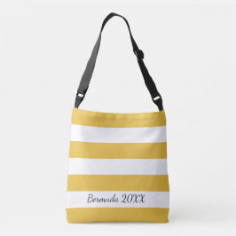 Bolso Cruzado Tote rayado amarillo y frontal personalizado
