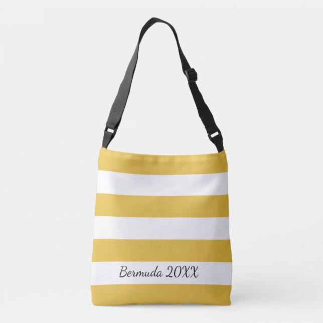 Bolso Cruzado Tote rayado amarillo y frontal personalizado (Reverso)