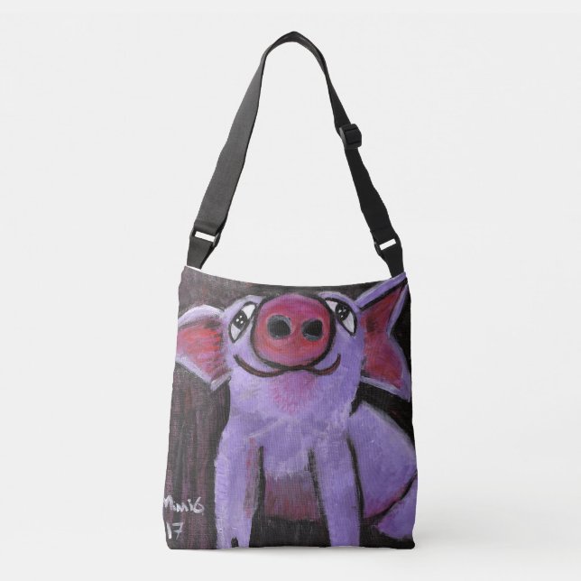 Bolso Cruzado Tote rosado del Cruz-cuerpo del cerdo (Anverso)