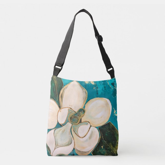 Bolso Cruzado Tote verde azulado floral del Cruz-cuerpo de la (Anverso)
