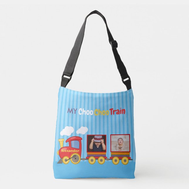 Bolso Cruzado Toy Train Toddler Boys Birthday Blue (Anverso)