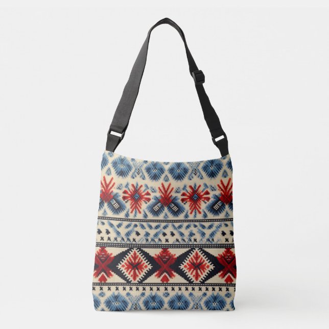 Bolso Cruzado Traditional Folk Embroidery Stripe  Pattern (Anverso)