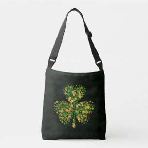 Bolso Cruzado Trébol irlandés decorativo - oro y verde del