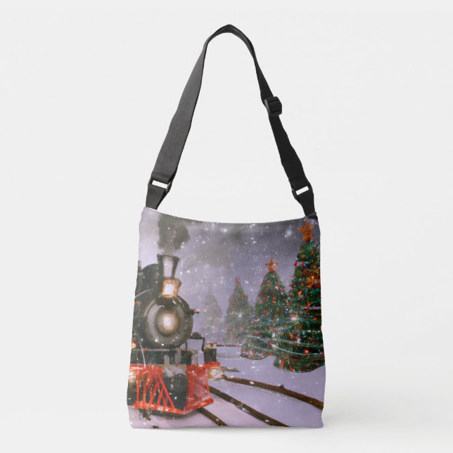 Bolso Cruzado Tren forestal de árboles de Navidad (Anverso)