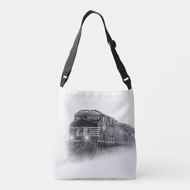 Bolso Cruzado Trenes en blanco y negro (Reverso)