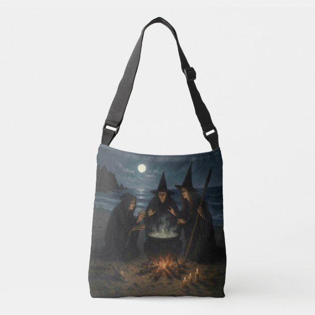 Bolso Cruzado Tres brujas producen Cauldron Full Moon Beach (Anverso)