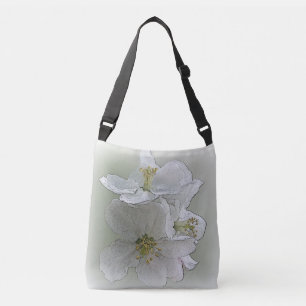 Bolso Cruzado tres flores blancas