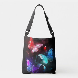 Bolso Cruzado Tres mariposas brillantes en el fondo nocturno
