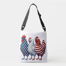 Bolso Cruzado Tres Pollos Patrióticos (rojo, blanco y azul)