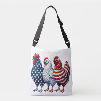 Bolso Cruzado Tres Pollos Patrióticos (rojo, blanco y azul)