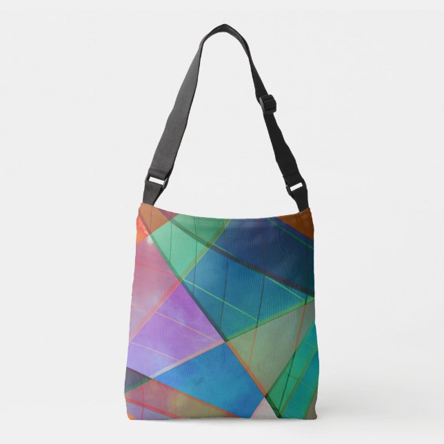 Bolso Cruzado Triángulos modernos y coloridos, formas trapezoide (Anverso)