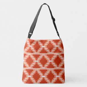 Bolso Cruzado Tribal de Ikat Aztec - óxido, Naranja y blanco